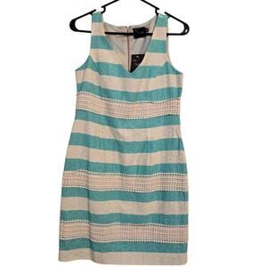Just Taylor Turquoise Cream Sleeveless Dress Women’s Size 2 Lined